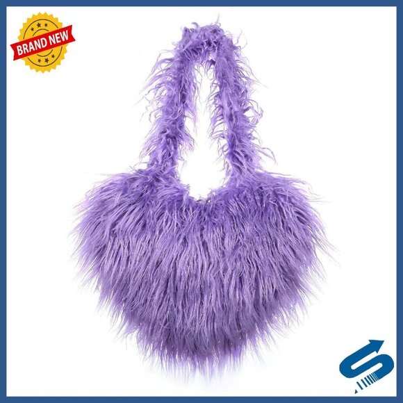 Handbags - Faux Fur Fleece Shoulder Bag Crossbody Purse Retro Love Shape